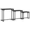 VidaXL Tables Console Gigognes 3 pcs, Bouts de Canapé, Tables d'Appoint, Meubles de Salon Entrée Couloir, Industriel, Noir 837817