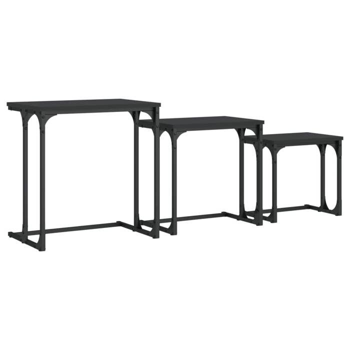 VidaXL Tables Console Gigognes 3 pcs, Bouts de Canapé, Tables d'Appoint, Meubles de Salon Entrée Couloir, Industriel, Noir 837817