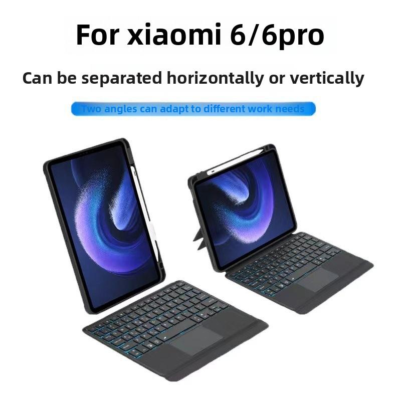 Leather Keyboard Case for Xiaomi Pad 5 6Pro 11 Inch Magnetic Detachable with Touch Control Bluetooth Keyboard