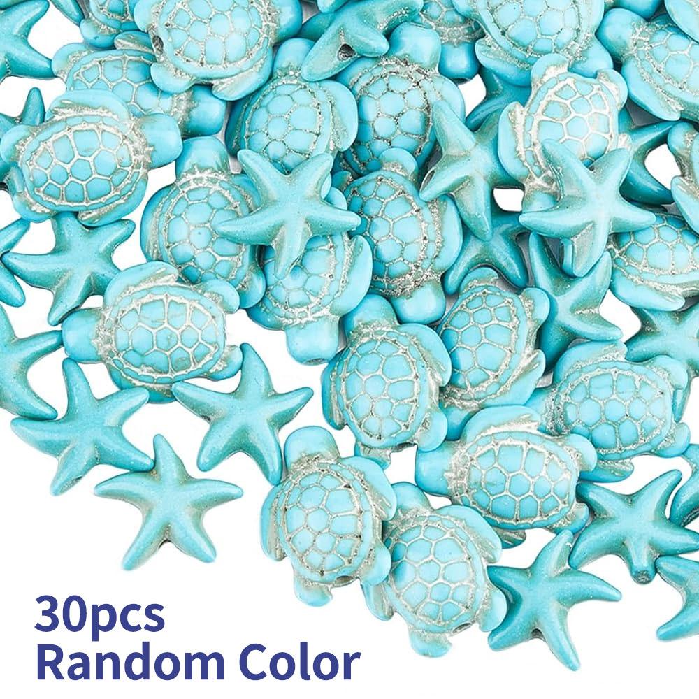 10/30/50 шт. Морская черепаха Чжухай Морская звезда Белый Синий бирюзовый 8 мм Круглый Чжухай Океан Животное Бисер Ювелирные изделия DIY Мастерство