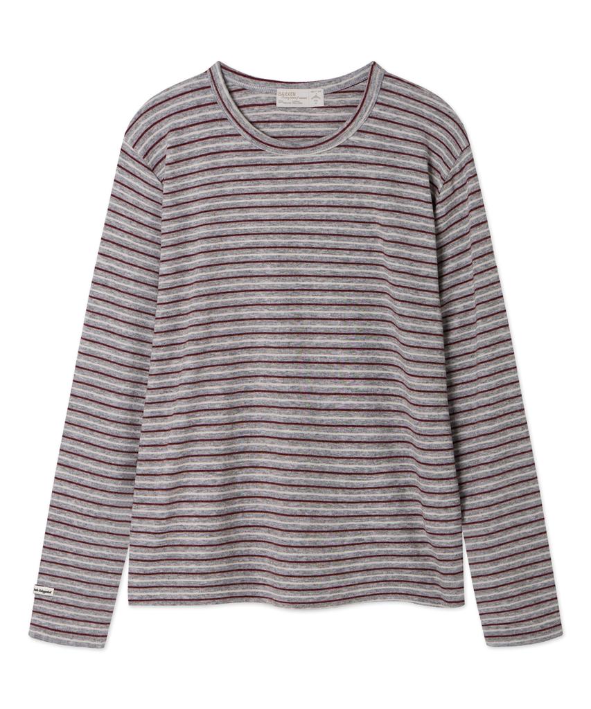 BAKKEN [Women] Soft Multi-Stripe Long Sleeve T-Shirt Bk4341 (3 Colors)