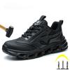 Fashion Black Work Shoes Steel Toe Safety Shoes Mesh Breathable Work Shoes Protective Anti-slip Lightweight Safety Work Sneakers for Men