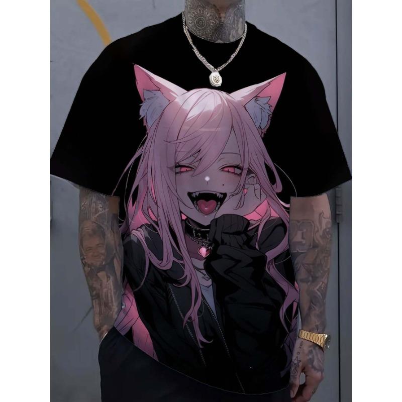 Футболка с рисунком девушки-татуировки из мультфильма, 3D-принт, мужская, большой размер, толстовка для мужчин, Bad Girl Harajuku, короткий рукав, футболка