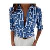 Women Shirt Lapel Long Sleeve Shirt Geometric Pattern Slim Fit Tops Single Breasted Shirt Streetwear