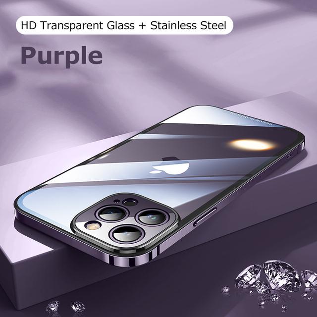 Роскошный чехол для телефона из нержавеющей стали для iPhone 12 13 14 Pro Max, противоударный металлический доспех, жесткий прозрачный чехол из ПК для iPhone 14 Plus, чехол