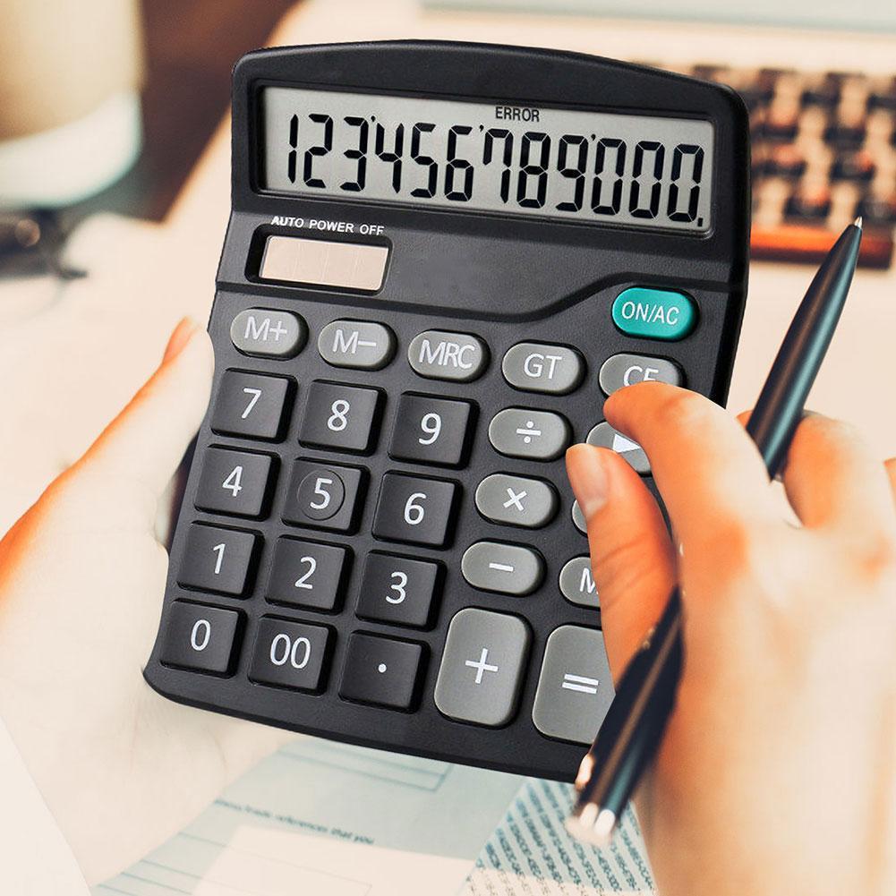 12 Digits Electronic Calculator Solar Dual Power Supply Large Screen Clear Display for Home Office School Financial Accounting