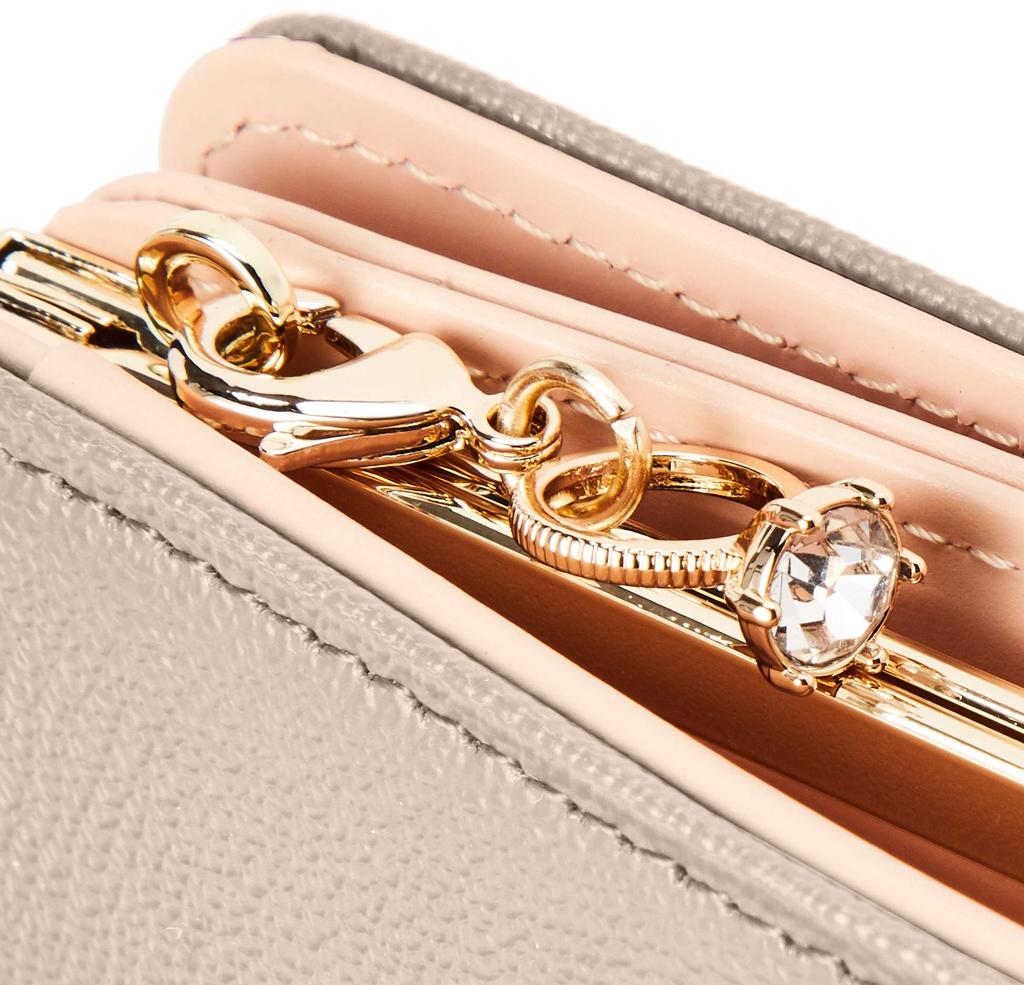 Складной кошелек из коровьей кожи с тиснением и тонкой брошью с бриллиантовым кольцом, милый JSLW0DS1 эксклюзивный розовый [Jill Stuart] [Eternal] с застежкой-бабочкой, кошелек,