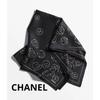 Used 【Beautiful Condition】【Authentic】Chanel Silk Scarf Black Camellia 25A