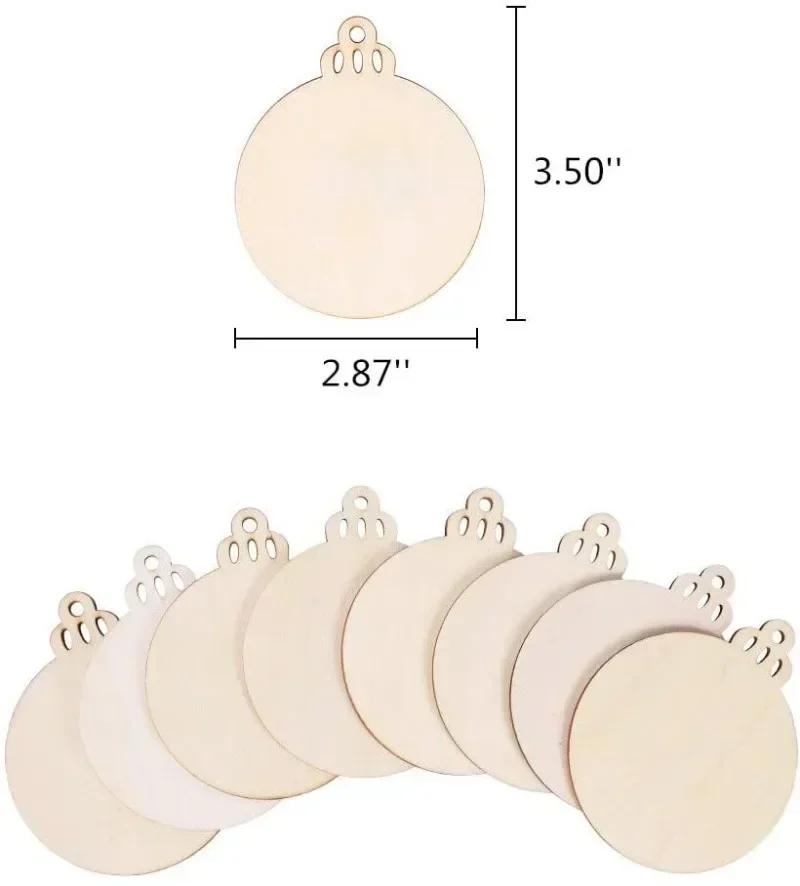 2025 New 10pcs Wood Round DIY Craft Kids Christmas Painting Blank Wooden Board Ornament Wedding Xmas Party Gifts Decor Boards