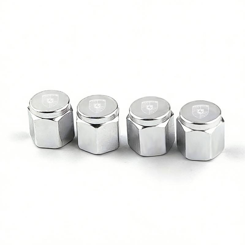 AAV1 4PC Metal Car Styling Wheel Tire Air Valve Caps Stem Cover For Porsche Cayenne Panamera Macan Boxster Cayman 718 911 Sticker