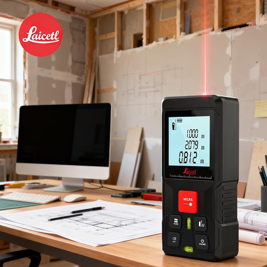 Laicelt Laser Tape Measure 120M Red Laser Distance Meter High Accuracy Roulette Multiple Measurement Functions Electronic Ruler