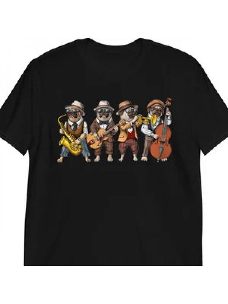 Unisex T-shirt Pug Saxophone Player T-Shirt, Saxophonist Tee, Jazz Music Shirt, Musician Shirts, Trumpet Player Tee