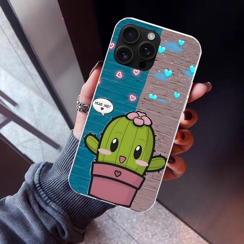 Cartoon Plant Cactus Phone Case For iPhone 17 Air 16 15 Pro Max 14 Plus 13 Mini 12 11 Cover 7 8 SE Silicone Shell Print Fundas 1