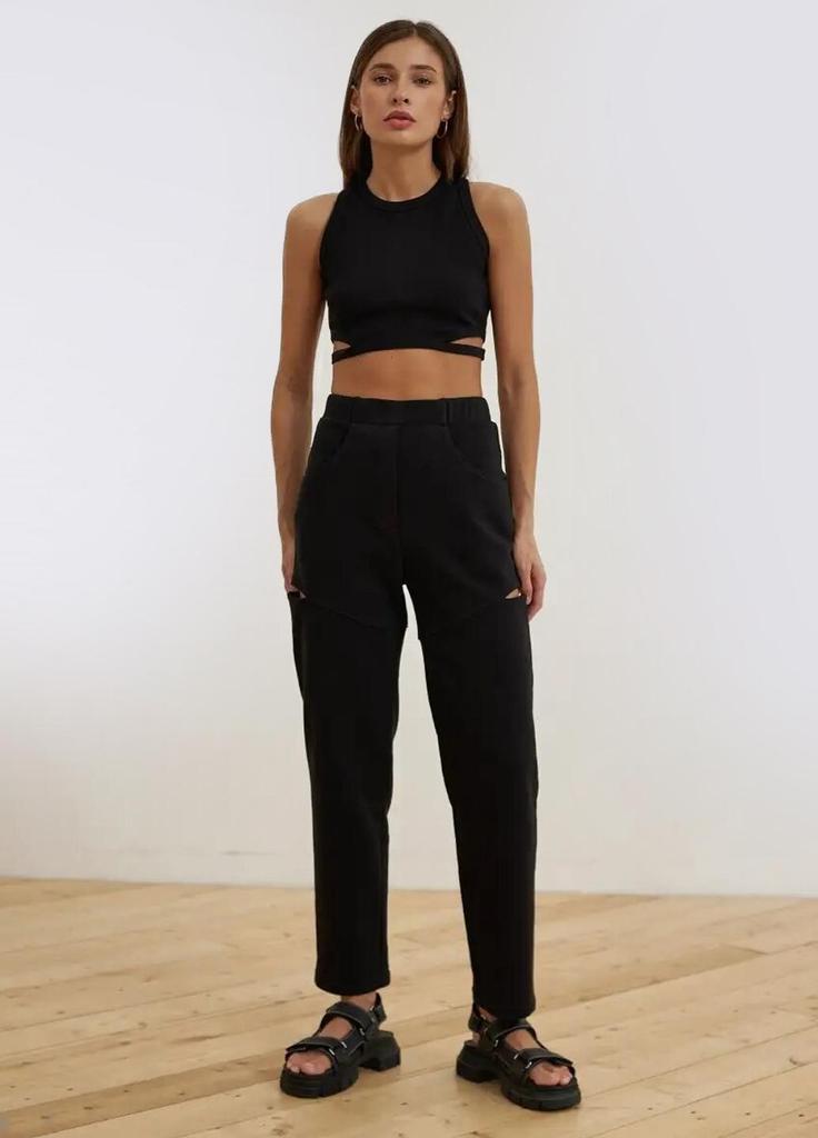 Брюки трикотажные хлопковые с разрезами