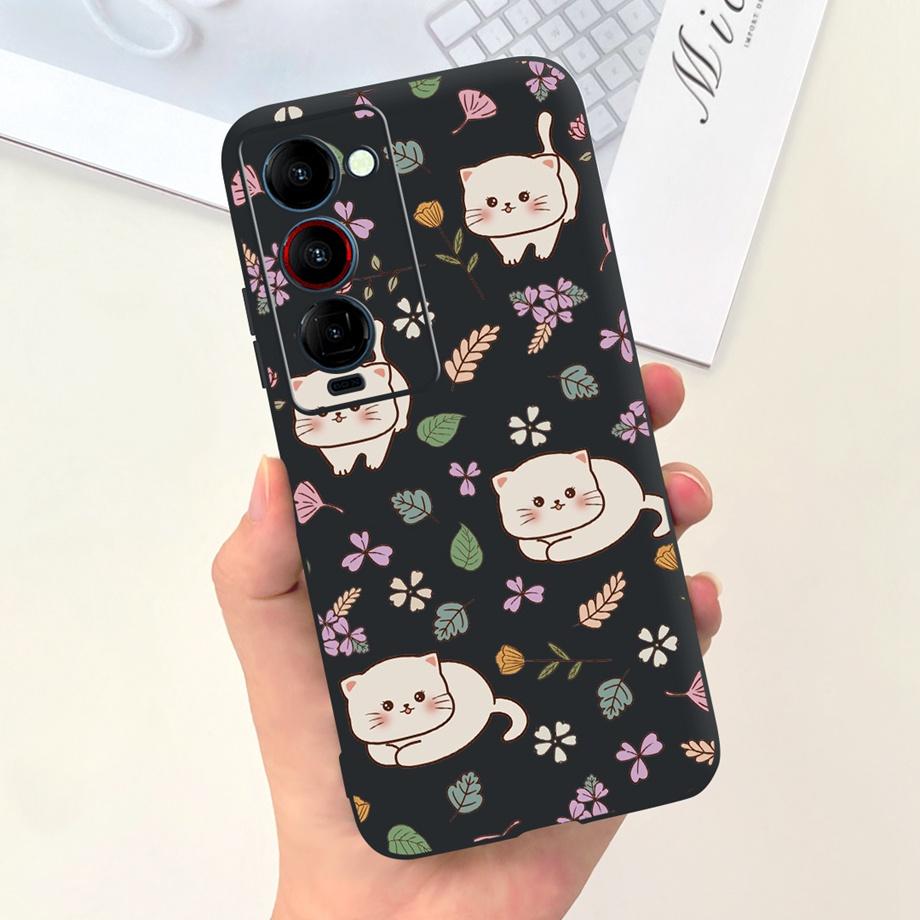 Для Tecno Camon 18 18i 18P 18 Premier Чехол Милый Кот Цветок Мультяшки Обложка Для Camon18 Premier Чехол для Телефона Camon18P Мягкий Funda Сумка