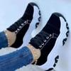 2024 New Canvas Sneaker Lace Up Fashion Wedge Leather Platform Vulcanized Shoes Casual Adult Tênis Feminino Pattern Running Shoe