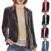 Women's Fashion Long Sleeve Gold Velvet Solid Casual Loose Cardigan Coat
