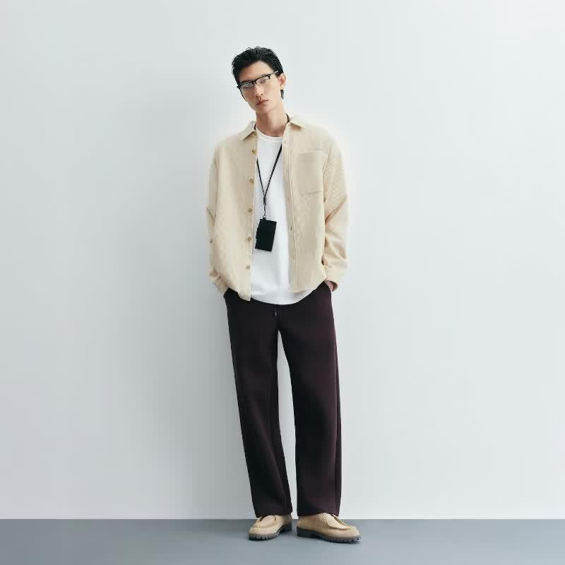Мужская хлопковая рубашка с длинным рукавом свободного кроя Jack & Jones