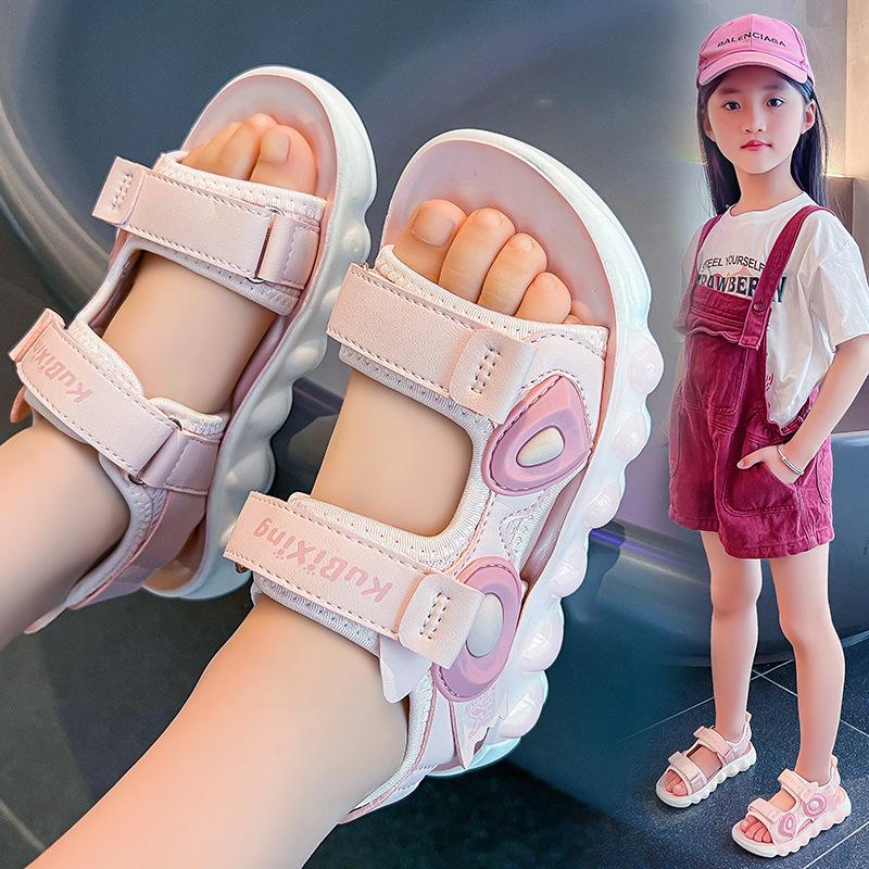 Сандалии для девочек, нескользящая обувь на мягкой подошве для маленьких девочек, нескользящая детская пляжная обувь среднего и большого размера