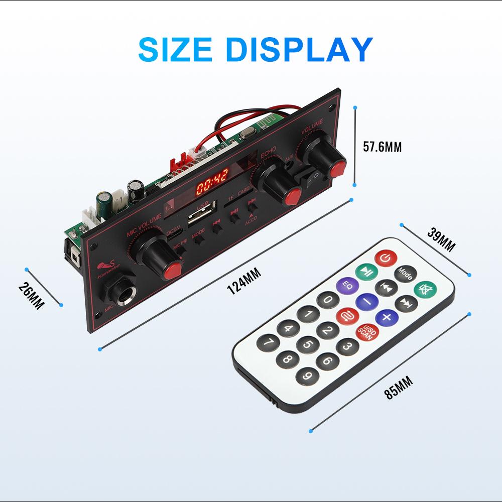 20 Вт усилитель постоянного тока 5 В MP3 WMA WAV декодер плата Bluetooth аудио модуль поддержка 6,5 мм микрофон FM-радио TF USB автомобильный аудио музыкальный плеер динамики DIY