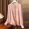 Элегантная простая блузка на шнуровке, осенняя женская рубашка с длинным рукавом и рюшами на воротнике, однотонные свободные топы, рубашка, одежда Blusas 29965