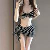 2025 Полосатый комплект бикини: Вдохновленные японской и корейской культурой, сексуальные купальники для пляжа и горячих источников