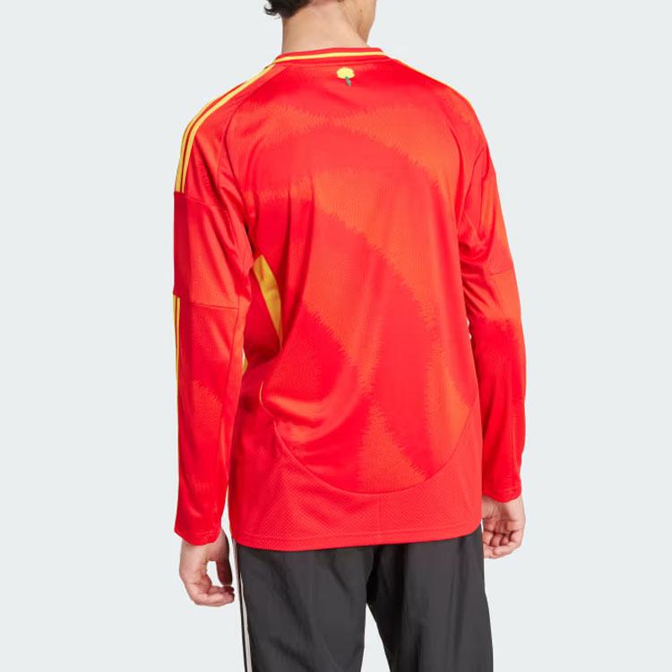 adidas Испания 24 Домашняя футболка с длинным рукавом Дизайн с принтом логотипа Повседневный пуловер Футбольная футболка Мужская одежда Красный IP9330