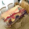 Thicken Cotton Tablecloth Red Castle Pattern Rectangular Round Table Cloth For Wedding Picnic Party