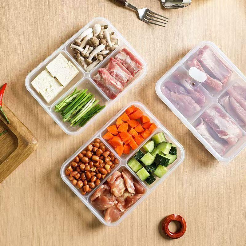 Контейнер для хранения в холодильнике, ланч-бокс, криспер для продуктов, герметичный контейнер для пищевых продуктов, замороженное мясо, 2/4/6 отделений, контейнер для хранения в холодильнике