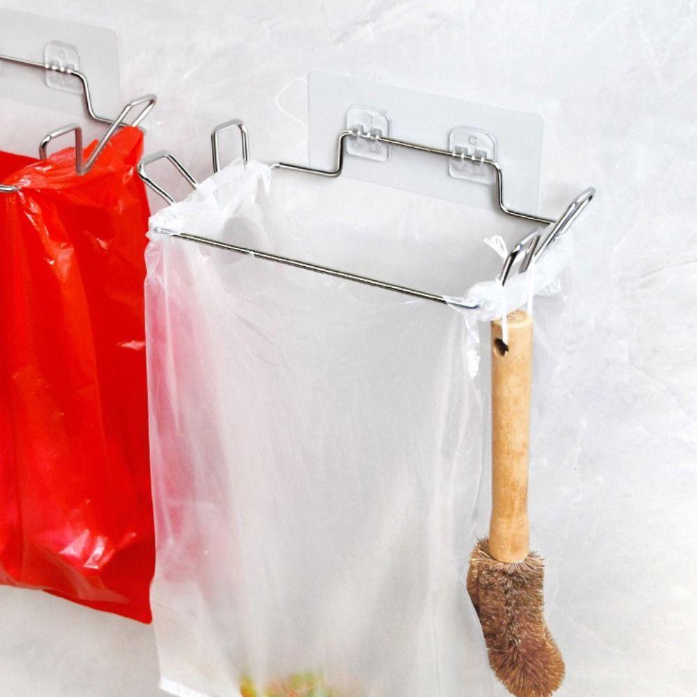 Adhesive Mount Garbage Bags Storage Organizer Hanging Garbage Bags Rack Cabinet Door