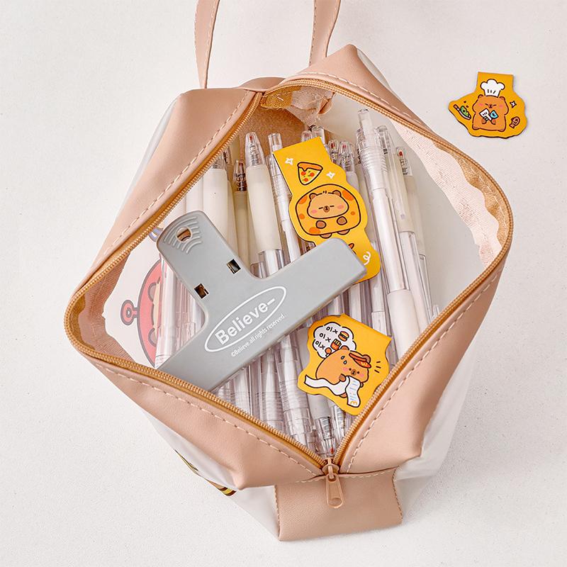 Capybara Transparent Pencil Case Large Capacity Cute Pen Bag Kawaii Cosmetic Bag School Study Stationery Office Supplies