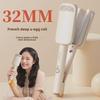 "32mm French Egg Roll Curling Iron with Deep V Design, Water Ripple, and Negative Ion Technology for Big Waves Without Hair Damage"