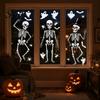 Easy Peel Glass Decal 3Pcs Halloween Skeleton Stickers, Waterproof PVC Window Clings, Static Decals, Wear-resistant Cling Removable Stickers for Home