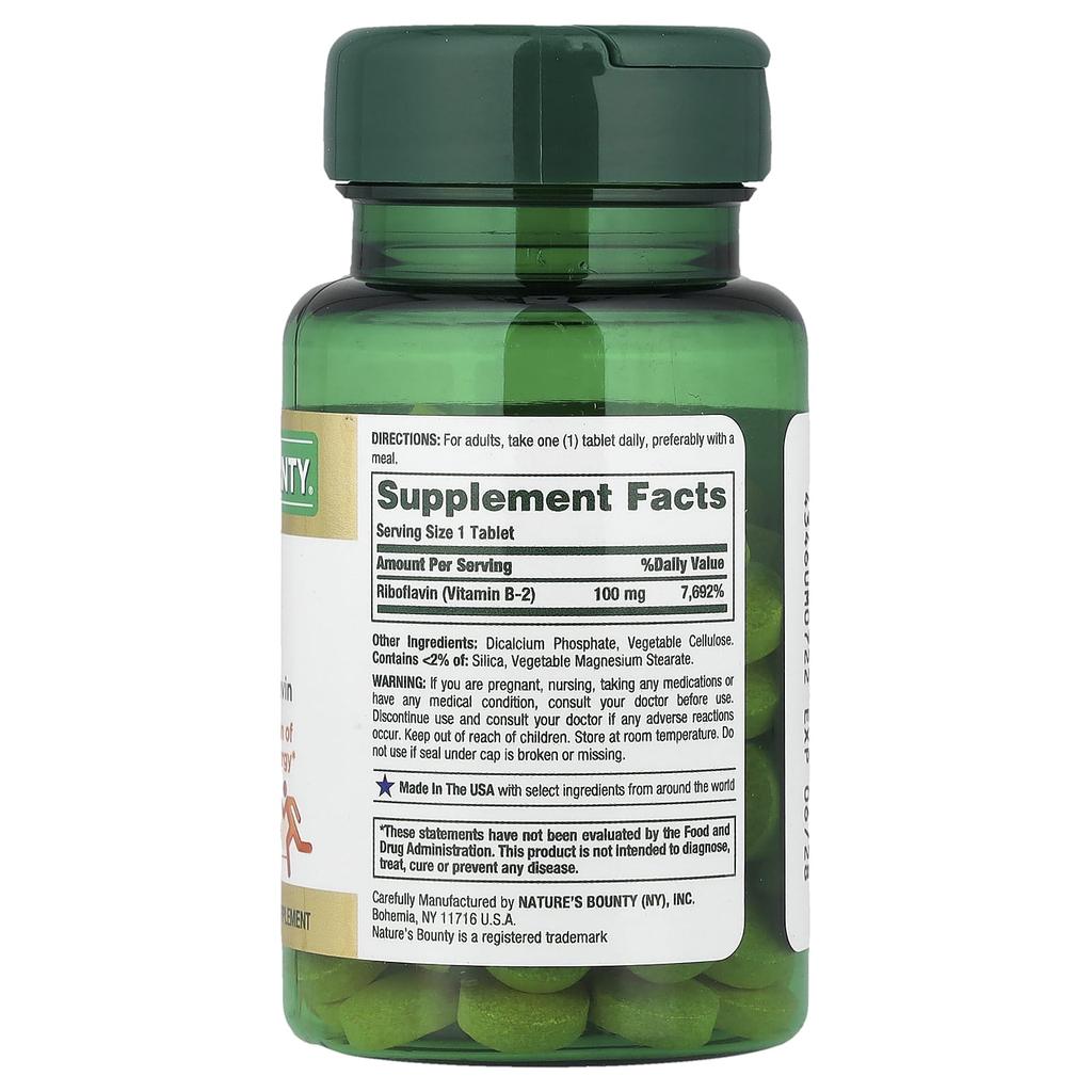Nature'S Bounty, Vitamin B-2, 100 Mg, 100 Tablets