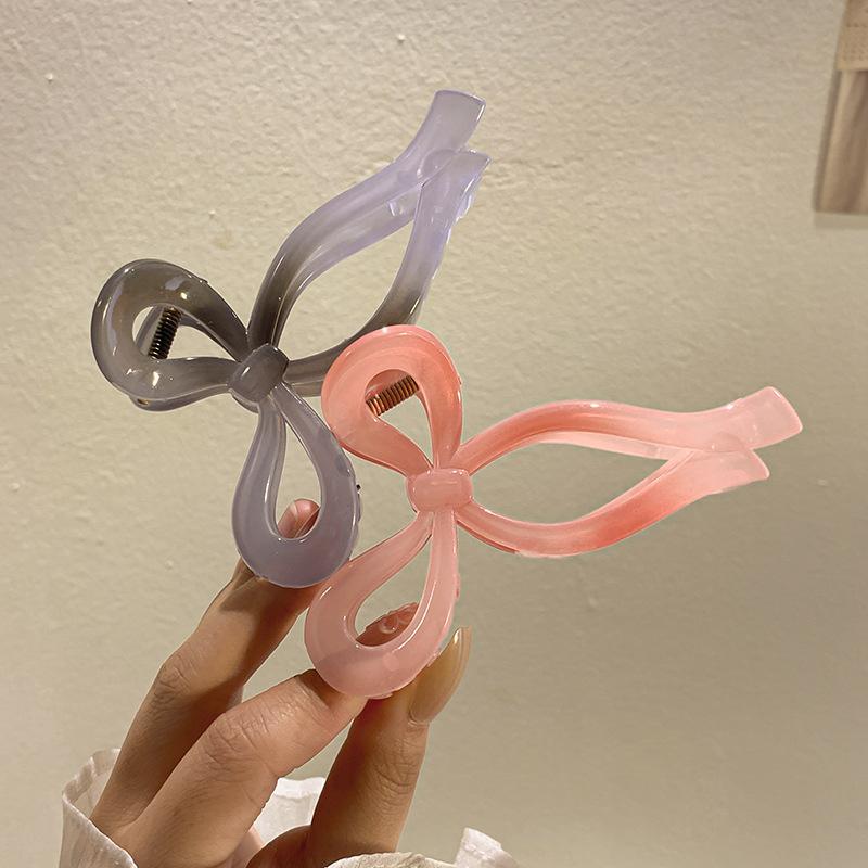 Acrylic Bow Crab Clips for Women Shark Jelly Clear Claw Clips Scissors Shape Clamp Barrette Hairpin Girls Hair Style Accessories