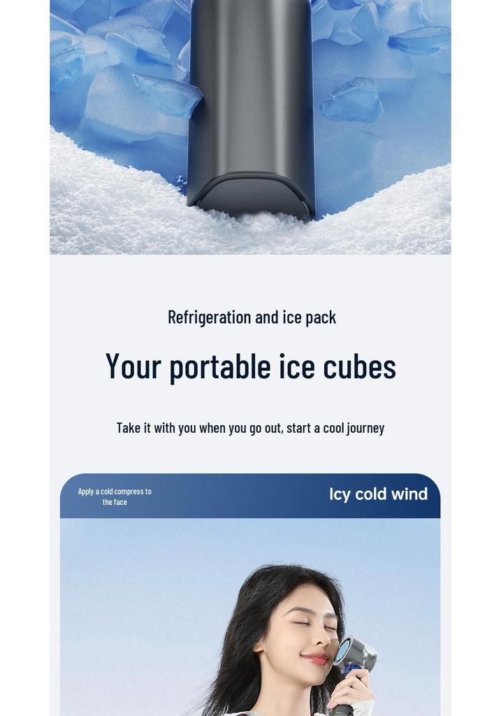 High-Speed Portable USB Handheld Fan with Carabiner and Cold Compress Feature