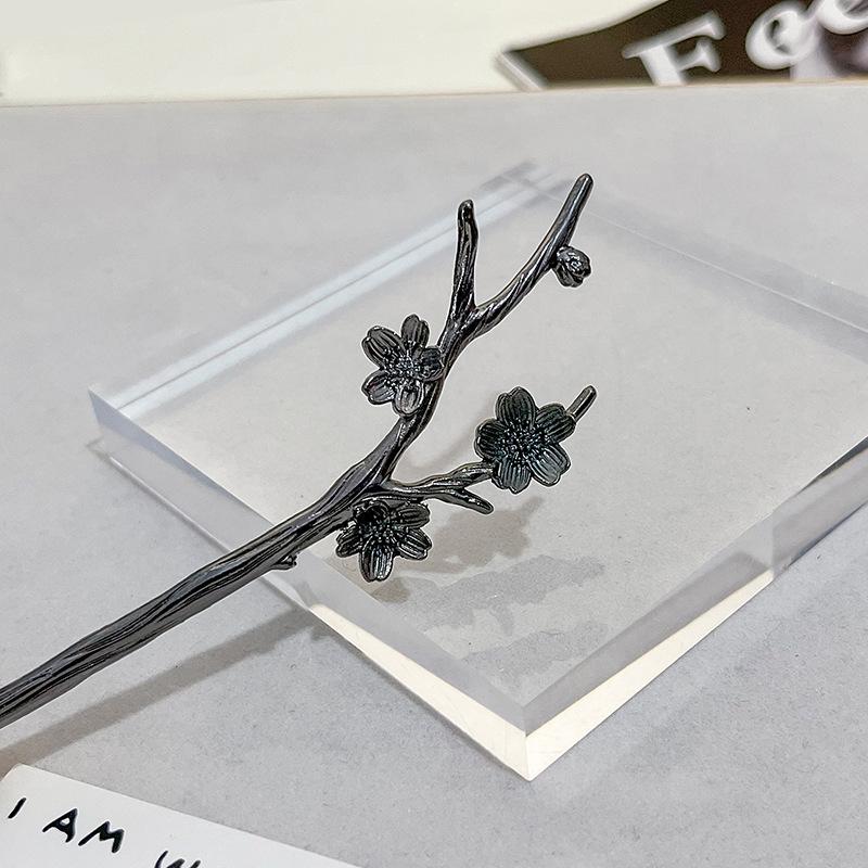 Национальный тренд Металлическая заколка для волос с цветком сливы, цветком, цветком, цветком и жемчугом, ретро, с цветком персика, для затягивания волос на затылке, головной убор для ханьфу