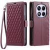 Leather Case For Xiaomi Redmi Note 14 Pro 5G/4G/Poco X7 5G Rhombus Texture Wallet Stand Phone Cover with Wrist Strap