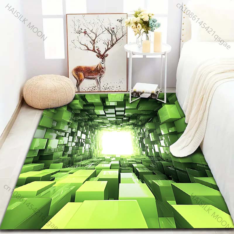 3D Ковер с принтом зеленого куба для гостиной, спальни, прикроватный, под диван, стол, напольный коврик, домашний ковер, декор, большой размер