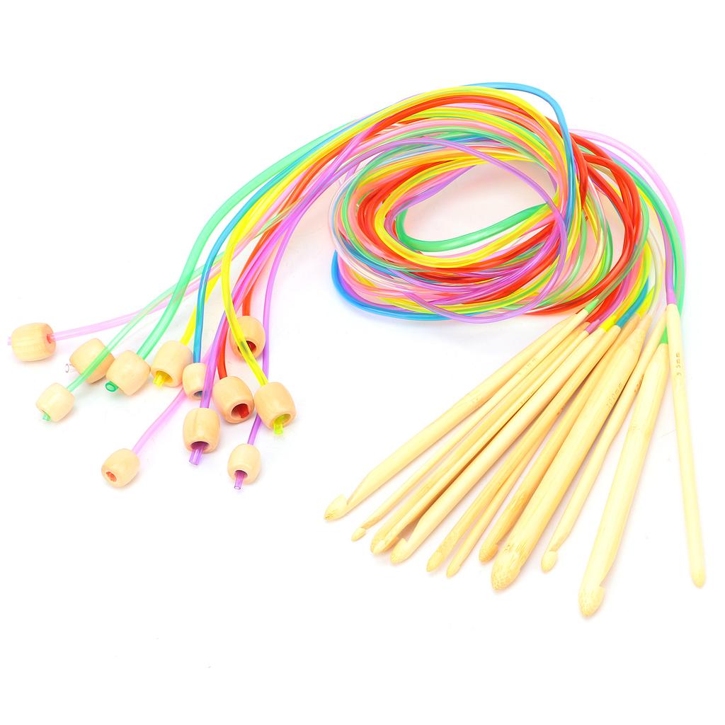 Тунисский крючок для вязания крючком из карбонизированного бамбука, круговая вязка с бусинами для ковров