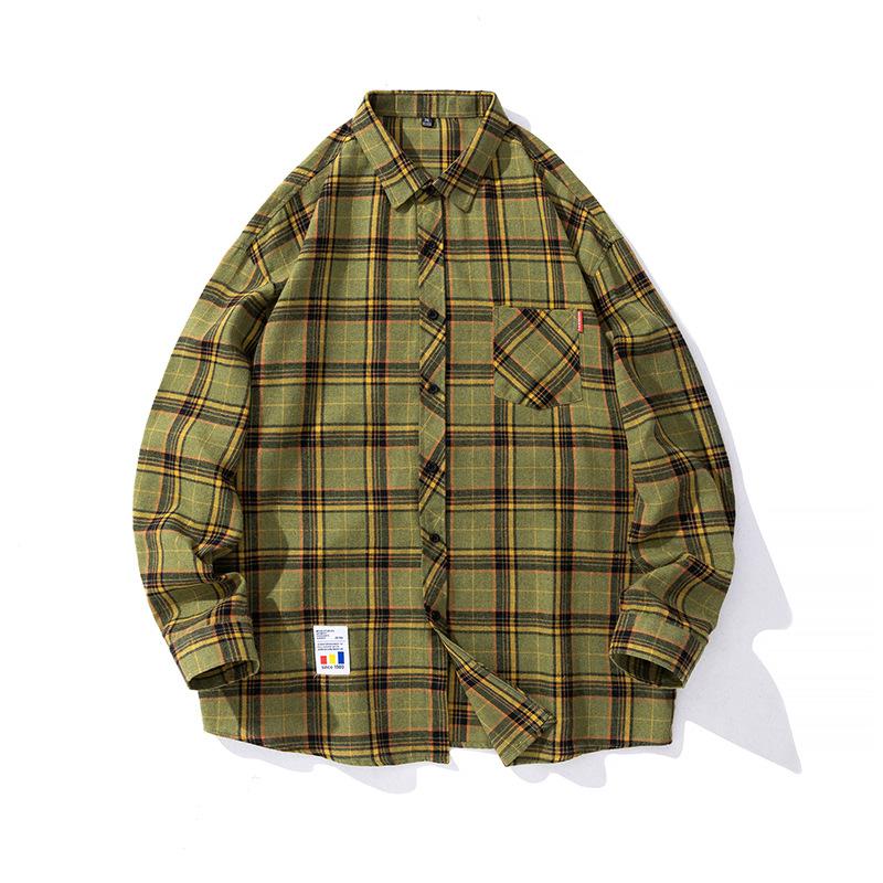 Мужская клетчатая рубашка с длинным рукавом, весенняя корейская повседневная рубашка, мужская рубашка