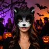 Halloween Beast Girl Outfit Plush Fox Cosplay Mask, Fluffy Tail, Costumes Props, Fuzzy Furry Tail Mask for Costume Party Anime Convention And