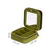1PC Green Velvet Travel Jewelry Storage Box With Mirror Necklace Ring Earrings Zipper Storage Box Jewelry Display Case Organizer