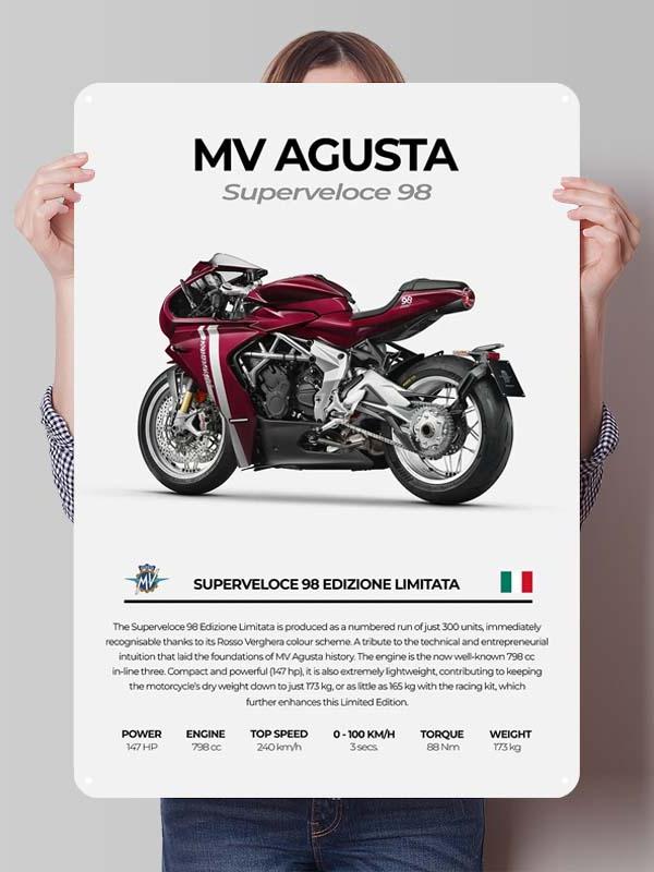 Жестяная табличка MV Agusta Постер с мотоциклом Декор спальни Декор комнаты Мужские Индивидуальные металлические таблички для гаража Настенное искусство Декор