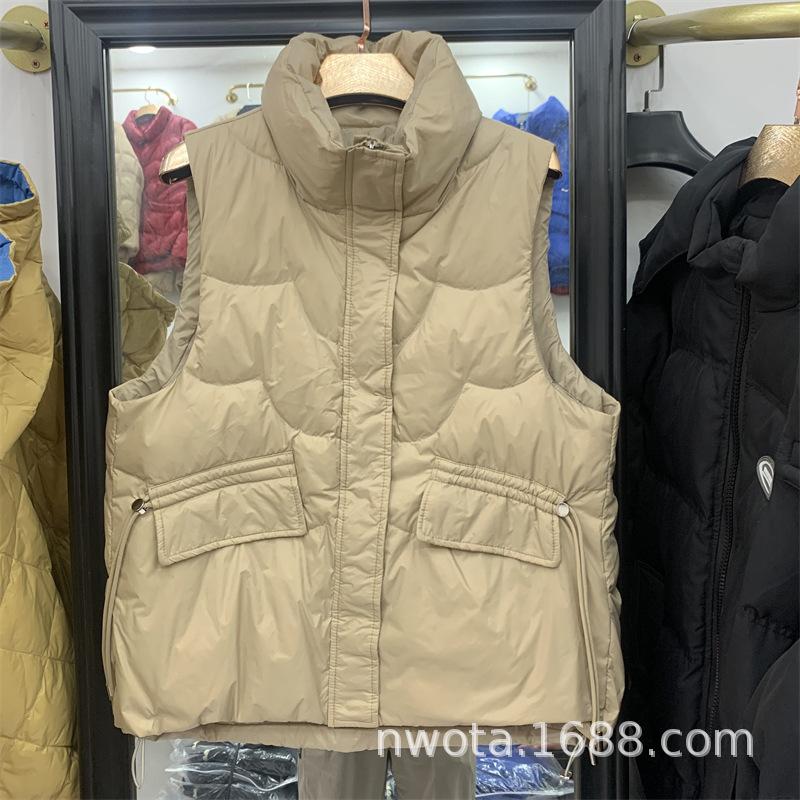 New small white duck down down vest women's foreign style fashion stand-up collar vest jacket