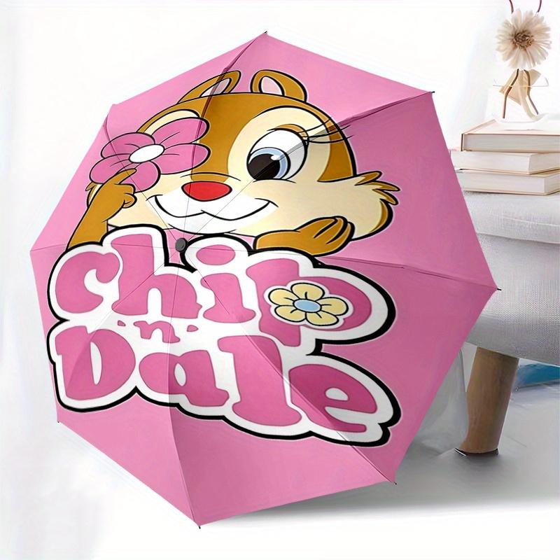 Chip, Dale Automatic Opening and Closing Umbrella - 8 Ribs Portable Folding Umbrella with Plastic Handle, Suitable for Leisure and Halloween