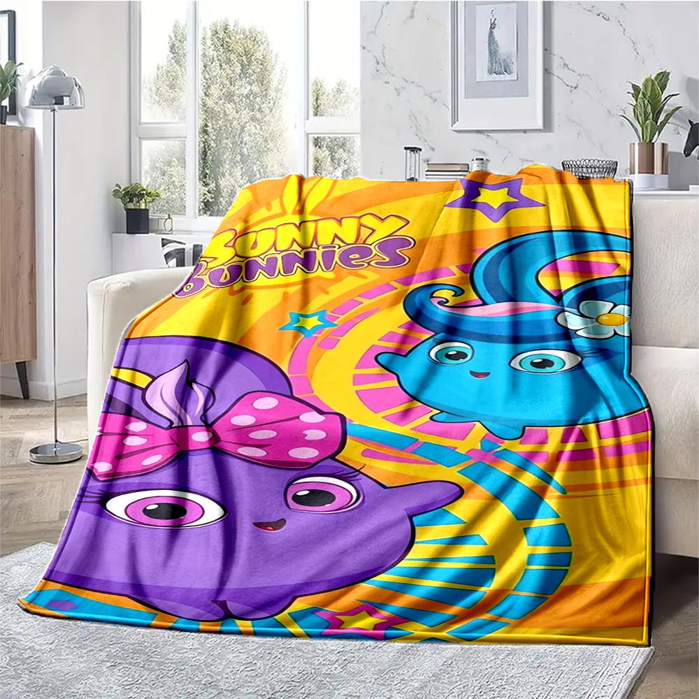 Sunny Bunnies Theme Printed Blanket - Perfect for Couch, Bed, Travel & Outdoor Use | Machine Washable, Cozy & Durable.