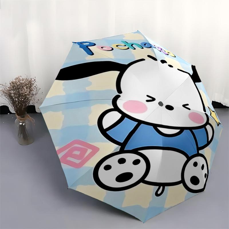 1pc Pochacco Automatic Folding Umbrella - Portable 3-Fold Design with 8-Bone Iron Frame, Perfect for Outdoor Use, Festive Gifts, Travel, Daily Use, Su
