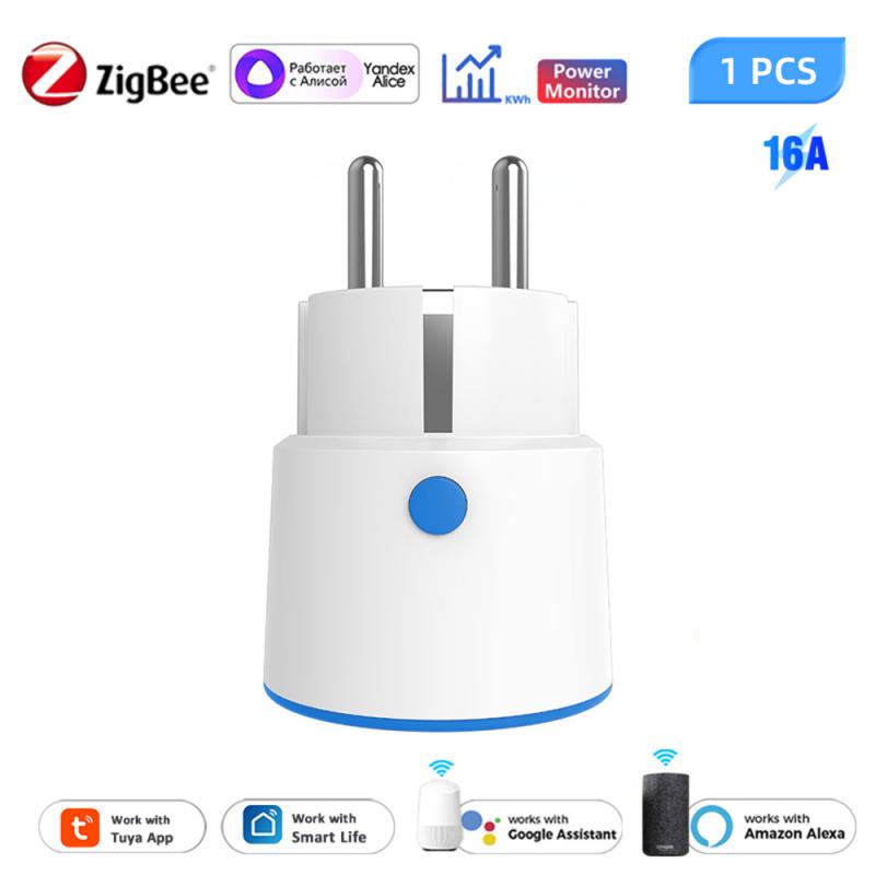 Tuya Smart Zigbee 3,0, вилка питания 16a, розетка европейского стандарта, беспроводной счетчик, розетка с дистанционным управлением, работает с Alexa Google Home Need Hub