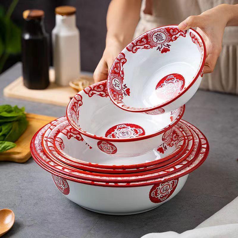 Утолщенная эмалированная миска Ruyi, суповая миска, умывальник, большая емкость, индукционная плита, открытый огонь, универсальные обеденные тарелки